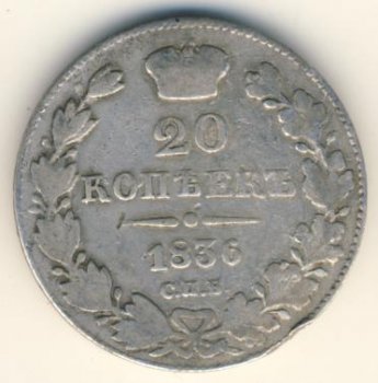Фото монеты: 20 копеек 1836 года