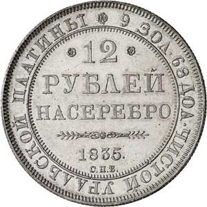 Фото монеты: 12 рублей 1835 года