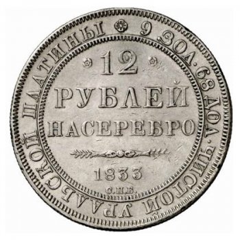 Фото монеты: 12 рублей 1833 года