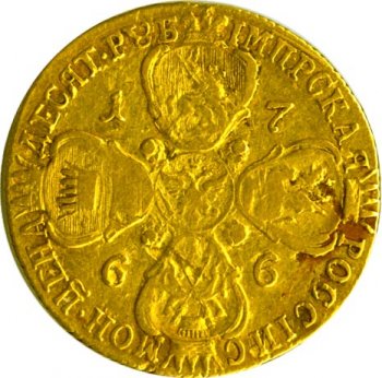 Фото монеты: 10 рублей 1766 года
