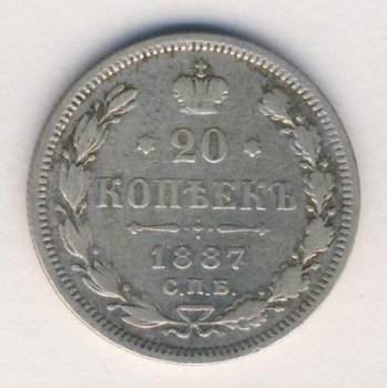 Фото монеты: 20 копеек 1887 года